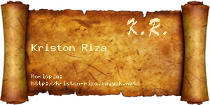 Kriston Riza névjegykártya